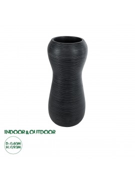 20773 GloboStar®  Artificial Garden BARRIO 20773 Επιδαπέδιο Πολυεστερικό Τσιμεντένιο Κασπώ Γλάστρα - Flower Pot Μαύρο Φ40 x Υ93cm