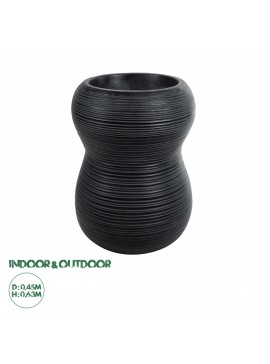 20774 GloboStar®  Artificial Garden BARRIO 20774 Επιδαπέδιο Πολυεστερικό Τσιμεντένιο Κασπώ Γλάστρα - Flower Pot Μαύρο Φ45 x Υ63cm