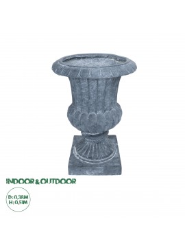 20778 GloboStar®  Artificial Garden ALCAZAR 20778 Επιδαπέδιο Πολυεστερικό Τσιμεντένιο Κασπώ Γλάστρα - Flower Pot Γκρι Φ38 x Υ51cm