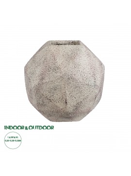 20781 GloboStar®  Artificial Garden BOROUGH 20781 Επιδαπέδιο Πολυεστερικό Τσιμεντένιο Κασπώ Γλάστρα - Flower Pot Λευκό με Μπεζ Μ38 x Π38 x Υ38cm