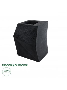 20788 GloboStar®  Artificial Garden CAMDEN 20788 Επιδαπέδιο Πολυεστερικό Τσιμεντένιο Κασπώ Γλάστρα - Flower Pot Μαύρο Μ47 x Π43 x Υ66cm