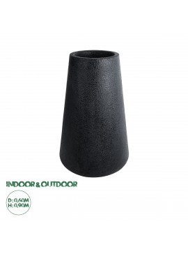 20790 GloboStar®  Artificial Garden SOHO 20790 Επιδαπέδιο Πολυεστερικό Τσιμεντένιο Κασπώ Γλάστρα - Flower Pot Μαύρο Φ60 x Υ90cm