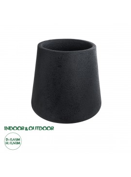 20791 GloboStar®  Artificial Garden SOHO 20791 Επιδαπέδιο Πολυεστερικό Τσιμεντένιο Κασπώ Γλάστρα - Flower Pot Μαύρο Φ65 x Υ60cm