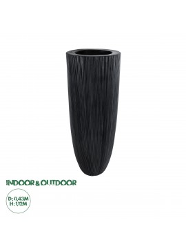 20792 GloboStar®  Artificial Garden CASTLE 20792 Επιδαπέδιο Πολυεστερικό Τσιμεντένιο Κασπώ Γλάστρα - Flower Pot Μαύρο Φ43 x Υ112cm