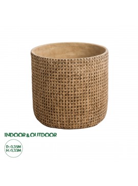 20800 GloboStar®  Artificial Garden GIUSEPPE 20800 Διακοσμητικό Πολυεστερικό Τσιμεντένιο Κασπώ Γλάστρα - Flower Pot Καφέ Φ35 x Υ33cm
