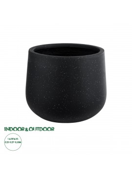 20801 GloboStar®  Artificial Garden MAYFAIR 20801 Διακοσμητικό Πολυεστερικό Τσιμεντένιο Κασπώ Γλάστρα - Flower Pot Μαύρο με Λευκές Λεπτομέριες Μ25 x Π27 x Υ30cm