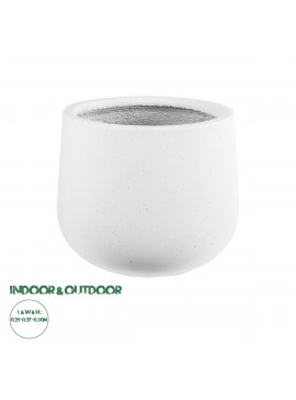 20802 GloboStar®  Artificial Garden CHELSEA 20802 Διακοσμητικό Πολυεστερικό Τσιμεντένιο Κασπώ Γλάστρα - Flower Pot Λευκό με Μαύρες Λεπτομέριες Μ25 x Π27 x Υ30cm