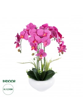 21123 GloboStar®  Artificial Garden DARK PINK ORCHID 21123 Διακοσμητικό Φυτό Φούξια Ορχιδέα Υ50cm