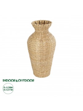21229 GloboStar®  Artificial Garden HAVANA 21229 Διακοσμητικό Πλεκτό Καλάθι - Κασπώ Γλάστρα - Flower Pot Μπεζ Π29 x M29 x Υ57cm