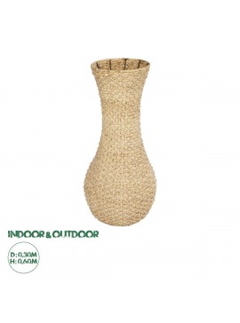 21233 GloboStar®  Artificial Garden SANDIAGO 21233 Διακοσμητικό Πλεκτό Καλάθι - Κασπώ Γλάστρα - Flower Pot Μπεζ Π30 x M30 x Υ60cm