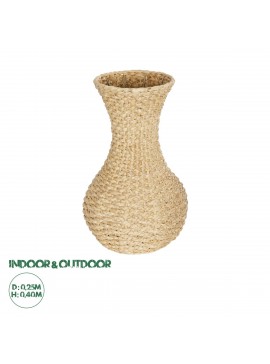 21234 GloboStar®  Artificial Garden SANDIAGO 21234 Διακοσμητικό Πλεκτό Καλάθι - Κασπώ Γλάστρα - Flower Pot Μπεζ Π25 x M25 x x Υ40cm