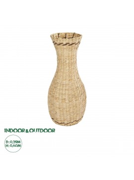 21235 GloboStar®  Artificial Garden MONACO 21235 Διακοσμητικό Πλεκτό Καλάθι - Κασπώ Γλάστρα - Flower Pot Μπεζ Φ29cm x Υ60cm