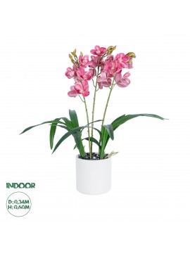 21402 GloboStar®  Artificial Garden PINK CHERRY CYMBIDIUM 21402 Διακοσμητικό Φυτό Φούξια Κυμβίδιο Υ60cm
