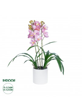21403 GloboStar®  Artificial Garden PALE PINK CHERRY CYMBIDIUM 21403 Διακοσμητικό Φυτό Ροζ Κυμβίδιο Υ60cm