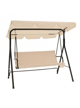 Κούνια κήπου Globo pakoworld μέταλλο μαύρο-ύφασμα μπεζ 170x110x153εκ