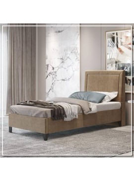 Κρεβάτι διπλό "MILANO" από ύφασμα σε χρώμα εκρού 150x200x120 219-00081