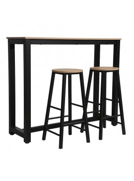 Σετ τραπέζι μπαρ Marle pakoworld 3τμχ sonoma-μαύρο πόδι 120x40x100εκ 225-000015