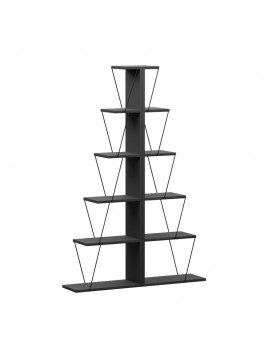 Βιβλιοθήκη mini Tars pakoworld ανθρακί-μαύρο 130x22x146εκ 225-000041