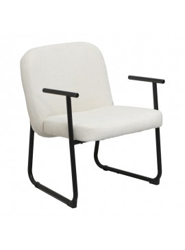 Πολυθρόνα Vindor pakoworld ύφασμα σε κρεμ απόχρωση με μαύρο μεταλλικό πόδι 65x68.5x79.5εκ
