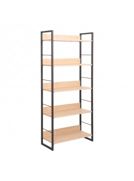 Βιβλιοθήκη Dorfie pakoworld σε φυσική απόχρωση με μαύρο μέταλλο 70x30x159εκ
