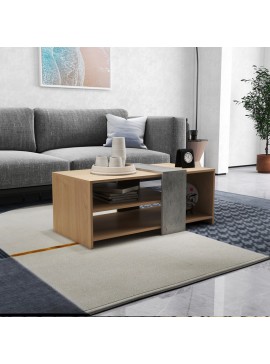 Τραπέζι σαλονιού Cozeto pakoworld σε φυσική με γκρι cement απόχρωση 100x53x41.5εκ
