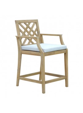 Σκαμπό μπαρ Amalfi pakoworld μασίφ ξύλο ακακίας-μπεζ ύφασμα 59x63.5x104.9εκ