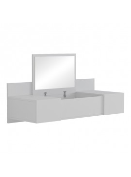 Τουαλέτα κρεβατοκάμαρας Paltar pakoworld επιτοίχια με καθρέπτη σε λευκή απόχρωση 100x39.1x33εκ