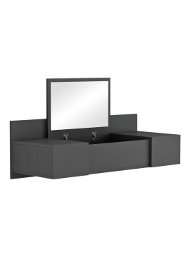 Τουαλέτα κρεβατοκάμαρας Paltar pakoworld επιτοίχια με καθρέπτη σε ανθρακί απόχρωση 100x39.1x33εκ