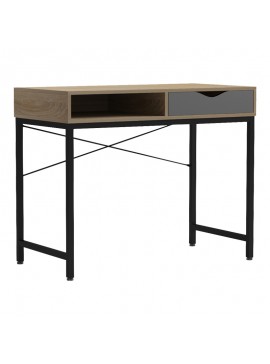 Intrahome Γραφείο εργασίας Kama Intrahome σε sonoma-γκρι απόχρωση με μαύρα μεταλλικά πόδια 95x48x76εκ | SKU: INTRAPA-341111174