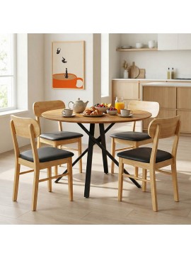 Tραπέζι Koas Intrahome sonoma mdf και μαύρο μεταλλικό πόδι Φ120x75εκ INTRAPA-346111147