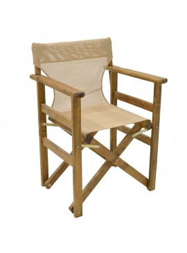 Καρέκλα-πολυθρόνα σκηνοθέτη Retto pakoworld μασίφ ξύλο οξιάς καρυδί-πανί φραπέ 237-000015