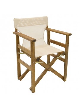 Καρέκλα-πολυθρόνα σκηνοθέτη Retto pakoworld μασίφ ξύλο οξιάς καρυδί- πανί εκρού 237-000016
