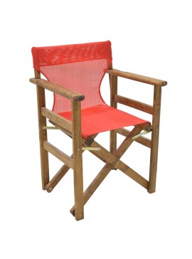 Καρέκλα-πολυθρόνα σκηνοθέτη Retto pakoworld μασίφ ξύλο οξιάς καρυδί-πανί κόκκινο 237-000020