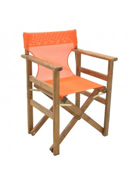 Καρέκλα-πολυθρόνα σκηνοθέτη Retto pakoworld μασίφ ξύλο οξιάς καρυδί-πανί πορτοκαλί 237-000026