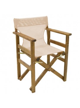 Καρέκλα-πολυθρόνα σκηνοθέτη Retto pakoworld μασίφ ξύλο οξιάς καρυδί-καραβόπανο εκρού 237-000033