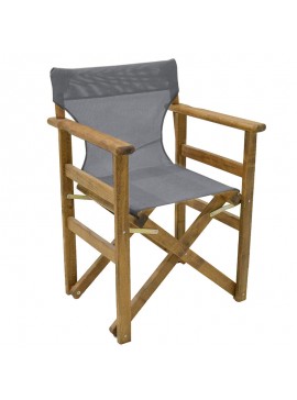 Καρέκλα-πολυθρόνα σκηνοθέτη Retto pakoworld μασίφ ξύλο οξιάς καρυδί-πανί γκρι-λευκό 237-000035