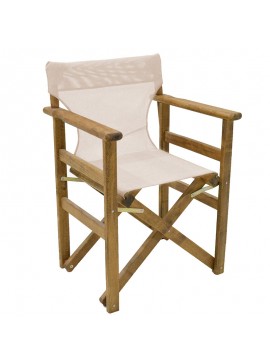 Καρέκλα-πολυθρόνα σκηνοθέτη Retto pakoworld μασίφ ξύλο οξιάς καρυδί-πανί μπεζ-λευκό 237-000036