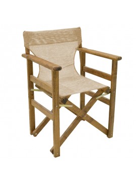 Καρέκλα-πολυθρόνα σκηνοθέτη Retto pakoworld μασίφ ξύλο οξιάς καρυδί-πανί μπεζ-εκρού 237-000037