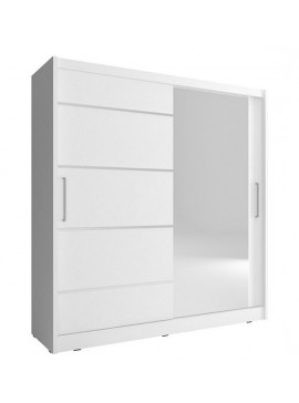 Lh-homefurniture Ντουλάπα Συρόμενη Maja 1-ALU Χρώμα Λευκό  180x200x62cm 24113-MJ1walu-180