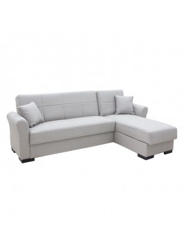 Γωνιακός καναπές κρεβάτι αναστρέψιμος Pasion pakoworld ύφασμα γκρι 240x155x84εκ 245-000010