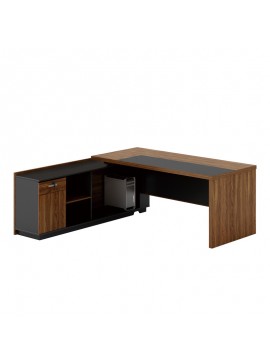 Intrahome Γραφείο επαγγελματικό με αριστερή γωνία Oscar Intrahome μελαμίνη σε καρυδί-ανθρακί απόχρωση 240x180x76εκ | SKU: INTRAPA-357111126