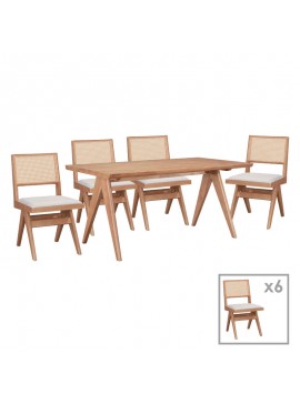 Intrahome Τραπεζαρία Winslow Intrahome σετ 7τεμ ξύλο rubberwood σε ανοιχτό καρυδί απόχρωση 160x85x75εκ | SKU: INTRAPA-358111131