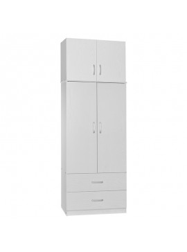 Ντουλάπα δίφυλλη και πατάρι Zelia pakoworld λευκό 79x42x240εκ. 249-000044