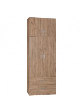 Ντουλάπα δίφυλλη και πατάρι Zelia pakoworld φυσικό 79x42x240εκ. 249-000045