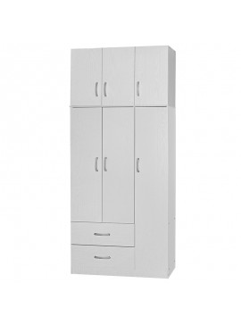 Ντουλάπα τρίφυλλη και πατάρι Zelia pakoworld λευκό 90x42x240εκ. 249-000046