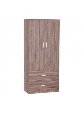 Intrahome Ντουλάπα ρούχων δίφυλλη Zelia Intrahome με 2 συρτάρια χρώμα καρυδί 79x42x180εκ | SKU: INTRAPA-350111169