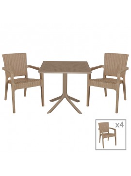 Intrahome Τραπεζαρία Icon-Halcyon Intrahome σετ 5τεμ PP σε cappuccino απόχρωση | SKU: INTRAPA-364111103