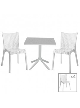 Τραπεζαρία Icon-Confident pakoworld σετ 5τεμ PP σε λευκή απόχρωση