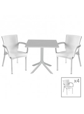 Τραπεζαρία Icon-Festive pakoworld σετ 5τεμ PP σε λευκή απόχρωση