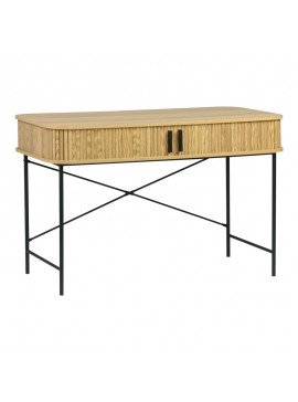 Γραφείο εργασίας Scandi pakoworld MDF/Metal σε φυσική απόχρωση με μεταλλικά μαύρα πόδια 120x60x76,5εκ